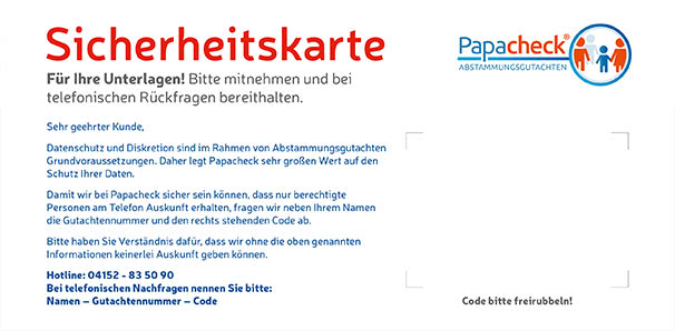 Sicherheitskarte Papacheck